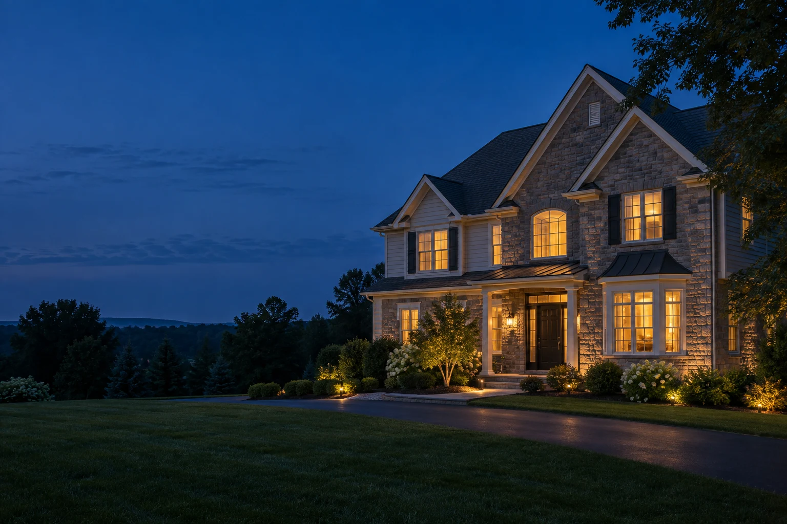 Pennsylvania home at dusk for the radon mitigation directory